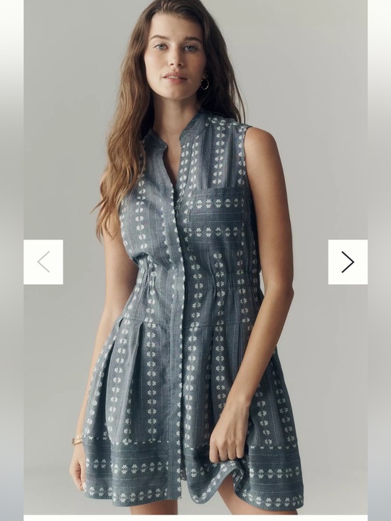 Maeve Dresses & Skirts - Sleeveless Blue Patterned Shirt Dress